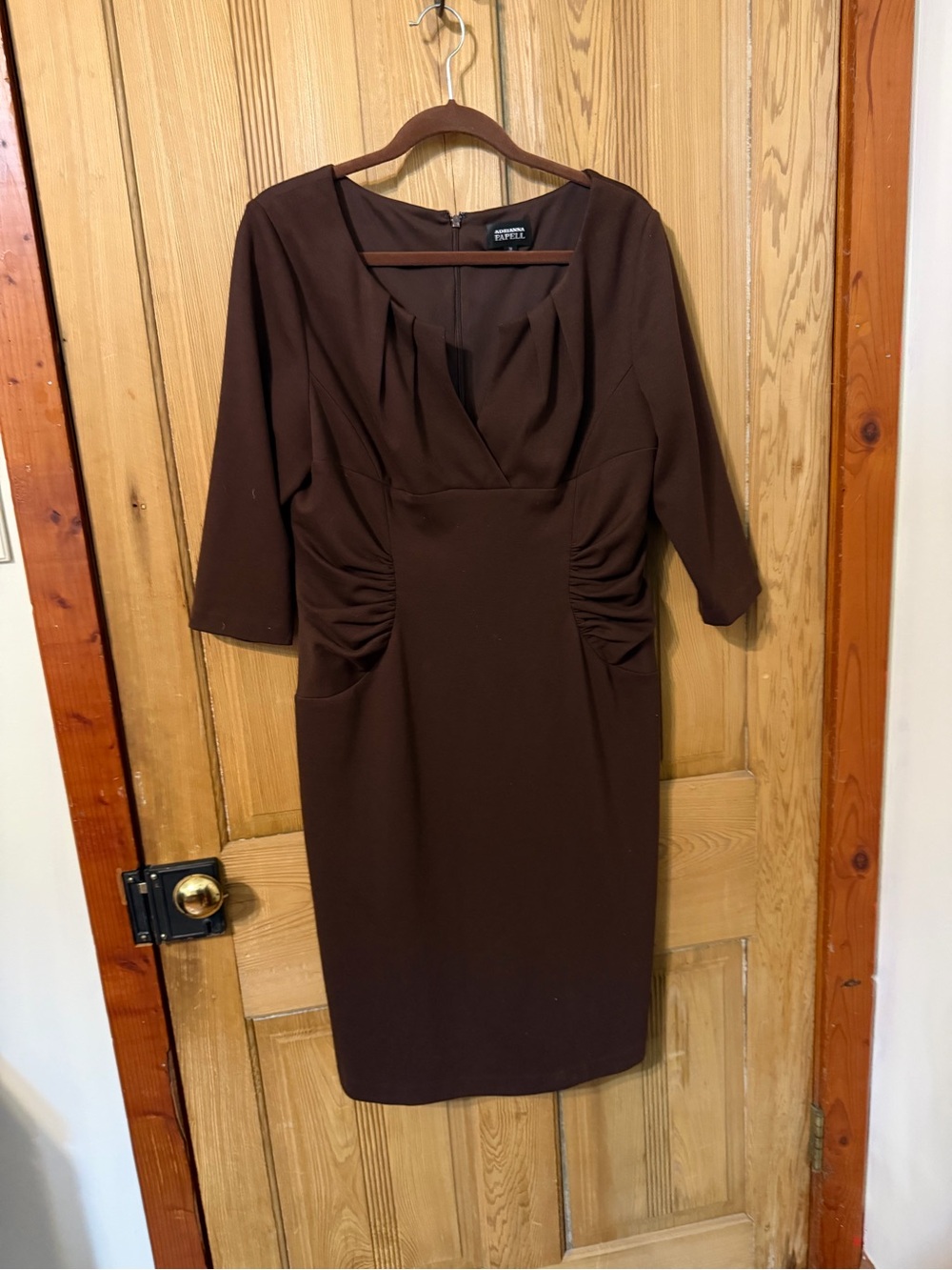 Adrianna Papell Brown Ruched Waist Sheath Dress Size 16